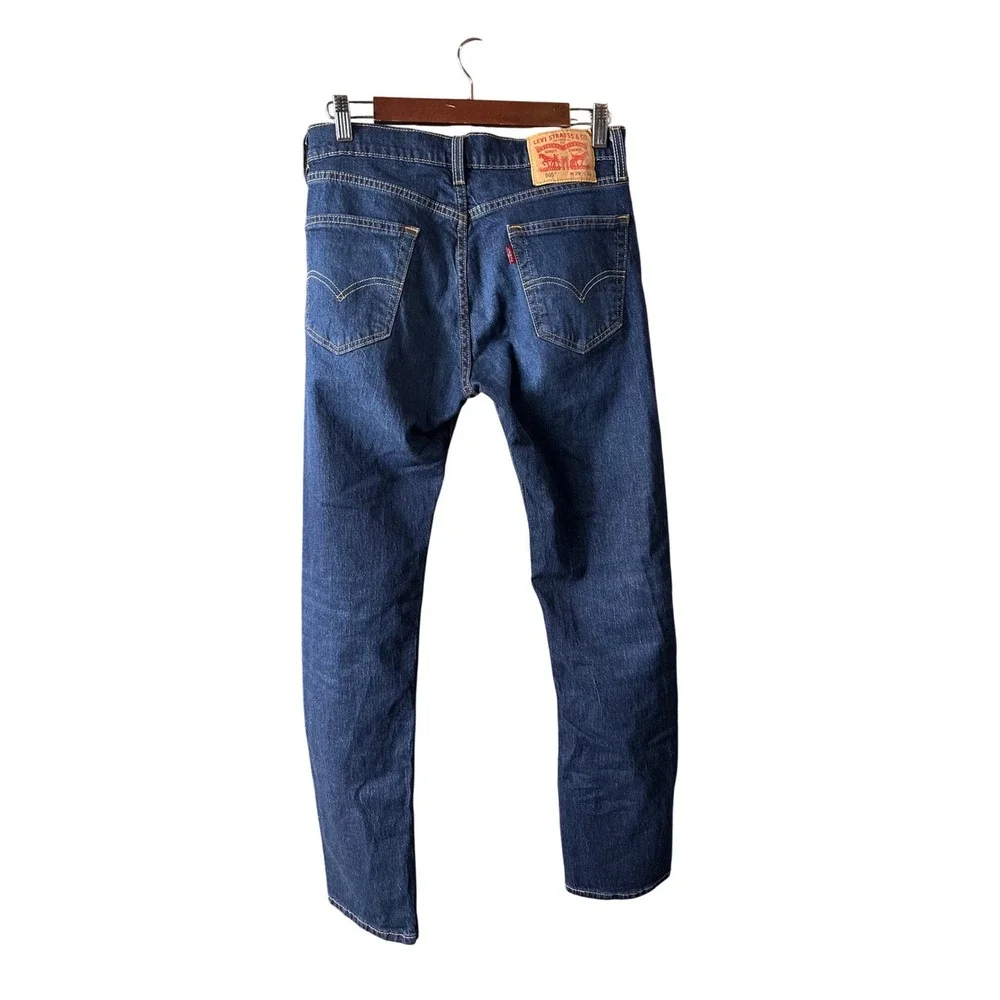 Levi 505 Mens Jeans Regular Fit Straight Leg Dark Wash Blue Denim Pants 30x31‎